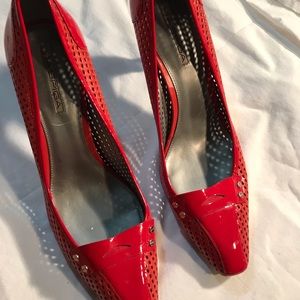 Via Spiga Fish Net Ruby Red Heels